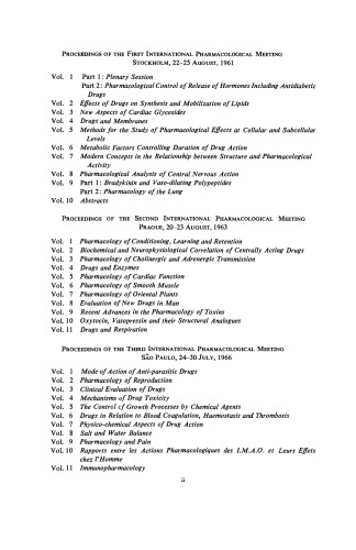 Mechanisms of Drug Toxicity. Proceedings of the Third International Pharmacological Meeting