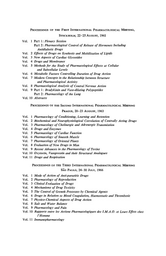 Physico-Chemical Aspects of Drug Action. Proceedings of the Third International Pharmacological Meeting