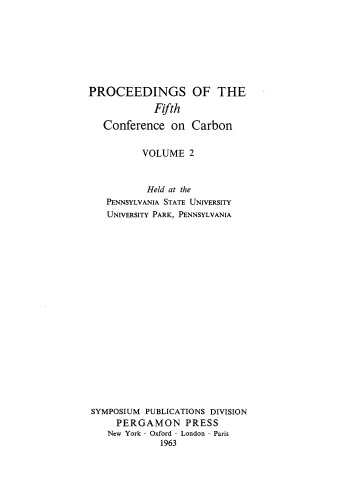 Proceedings of the Fifth Conference on Carbon. Volume 2