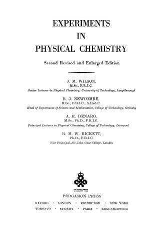 Experiments in Physical Chemistry