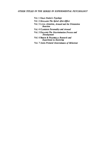 The Genesis of the Classical Conditioned Response. International Series of Monographs in Experimental Psychology