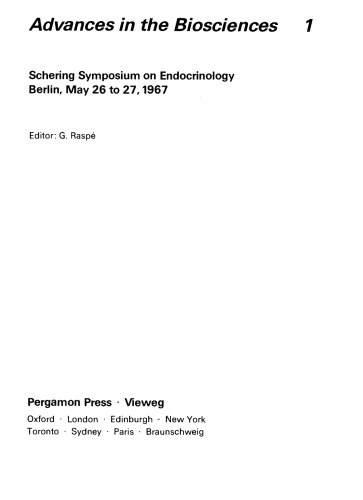 Schering Symposium on Endocrinology, Berlin, May 26 to 27, 1967