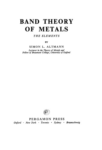 Band Theory of Metals. The Elements