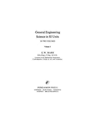 General Engineering Science in si Units. The Commonwealth and International Library: Mechanical Engineering Division