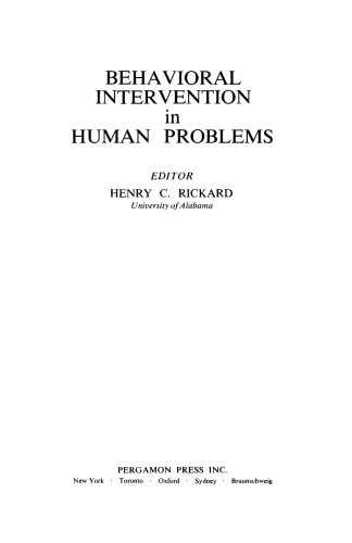 Behavioral Intervention in Human Problems