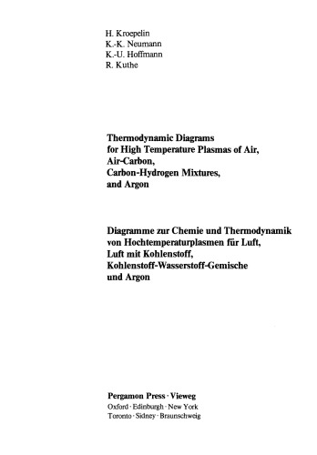 Thermodynamic Diagrams for High Temperature Plasmas of Air, Air-Carbon, Carbon-Hydrogen Mixtures, and Argon