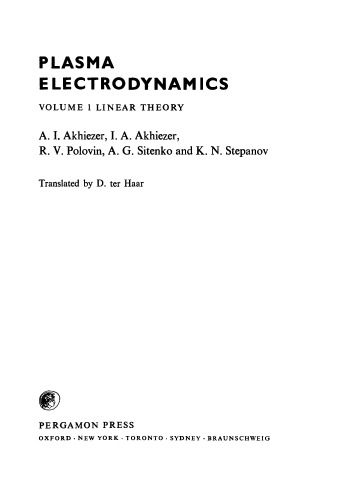 Plasma Electrodynamics. Linear Theory