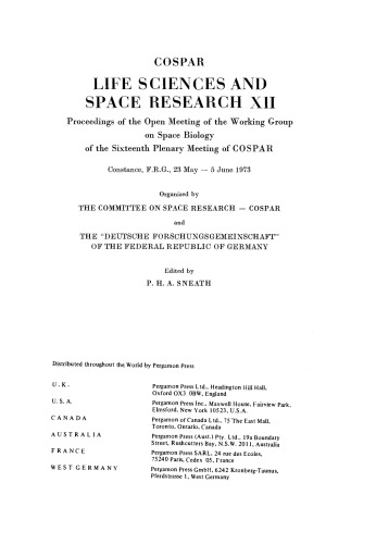 Life Sciences and Space Research. Proceedings of the Open Meeting of the Working Group on Space Biology of the Sixteenth Plenary Meeting of COSPAR