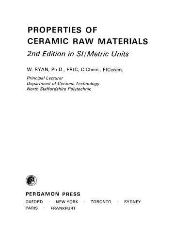 Properties of Ceramic Raw Materials