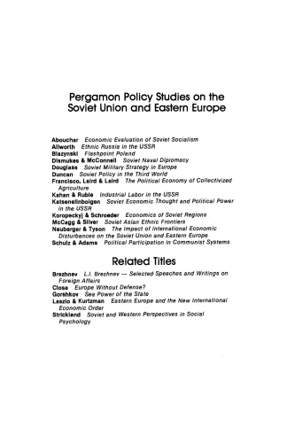 Partners in East–West Economic Relations. The Determinants of Choice