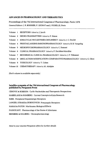 Receptors. Proceedings of the 7th International Congress of Pharmacology, Paris, 1978