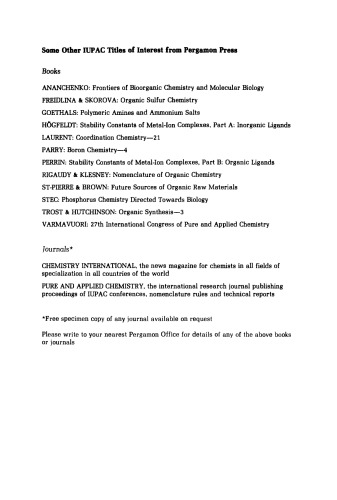 Coordination Chemistry–XX. Invited Lectures Presented at the 20th International Conference on Coordination Chemistry, Calcutta, India, 10–14 December 1979