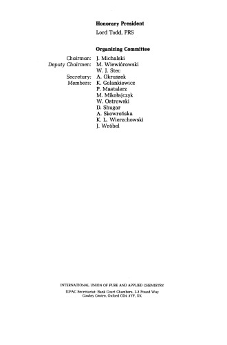 Phosphorus Chemistry Directed Towards Biology. Lectures Presented at the International Symposium on Phosphorus Chemistry Directed Towards Biology, Burzenin, Poland 25–28 September 1979