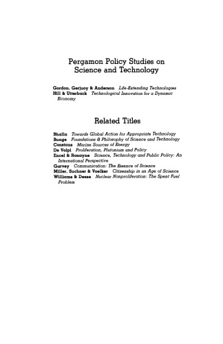 Science, Technology and the Human Prospect. Proceedings of the Edison Centennial Symposium