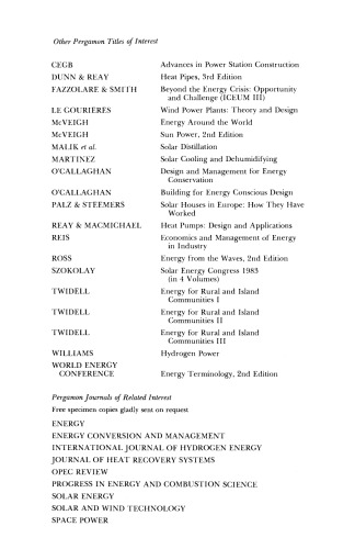 Energy for Rural and Island Communities. Proceedings of the Fourth International Conference Held at Inverness, Scotland, 16–19 September 1985