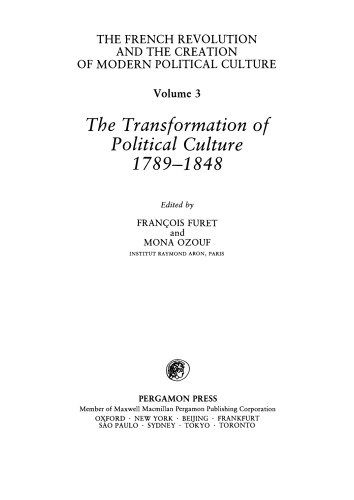 The Transformation of Political Culture 1789–1848