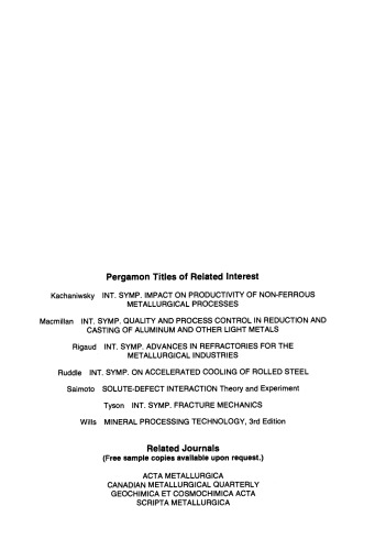 Proceedings of the Metallurgical Society of the Canadian Institute of Mining and Metallurgy