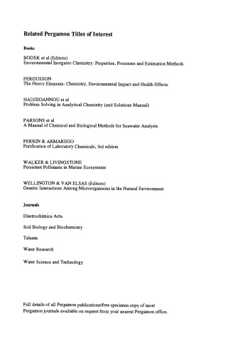 Electrochemical Methods in Soil and Water Research