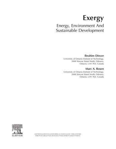 Exergy. Energy, Environment and Sustainable Development