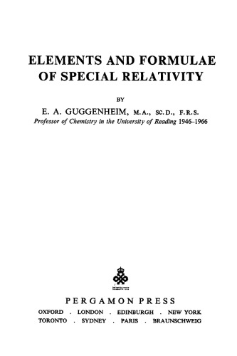 Elements and Formulae of Special Relativity