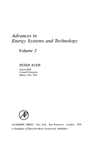 Advances in Energy Systems and Technology. Volume 2