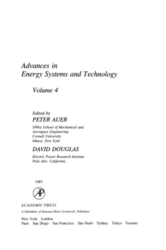 Advances in Energy Systems and Technology. Volume 4