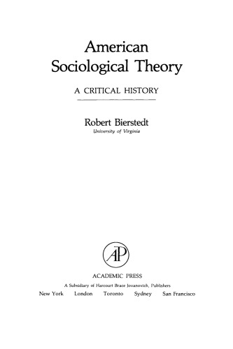 American Sociological Theory. A Critical History