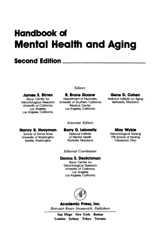 Handbook of Mental Health and Aging