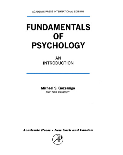 Fundamentals of Psychology. An Introduction