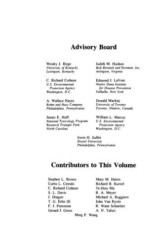 Hazard Assessment of Chemicals. Current Developments