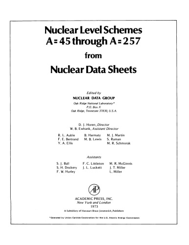 Nuclear Level Schemes a = 45 Through a = 257 from Nuclear Data Sheets