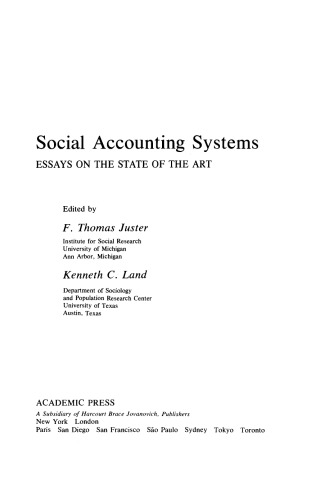 Social Accounting Systems. Essays on the State of the Art