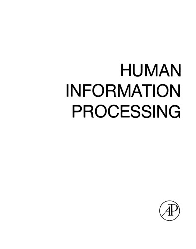 Human Information Processing: An Introduction to Psychology