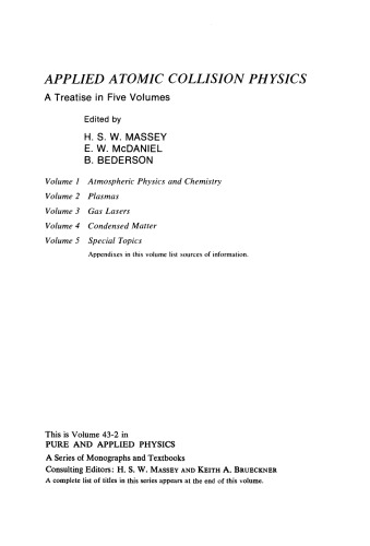 Plasmas. Applied Atomic Collision Physics, Volume 2