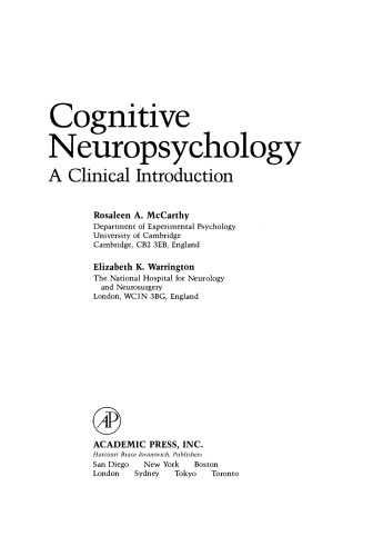 Cognitive Neuropsychology. A Clinical Introduction