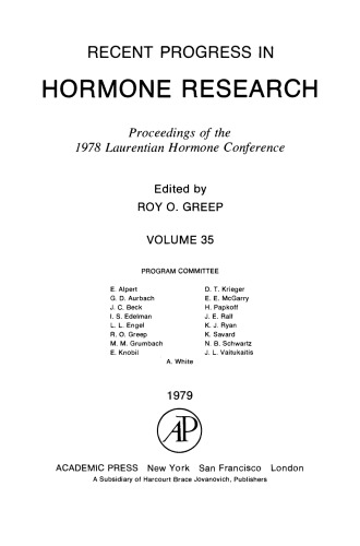 Proceedings of the 1978 Laurentian Hormone Conference