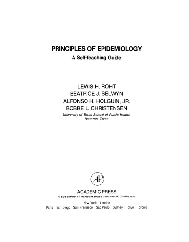 Principles of Epidemiology. A Self-Teaching Guide