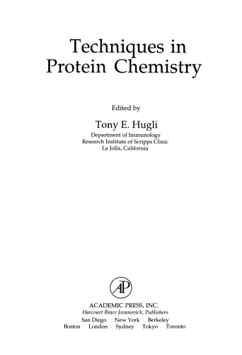 Techniques in Protein Chemistry