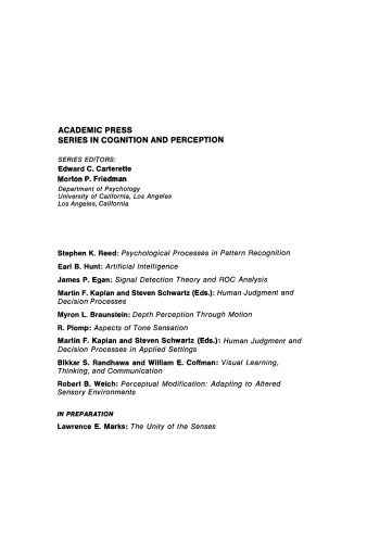 Perceptual Modification. Adapting to Altered Sensory Environments