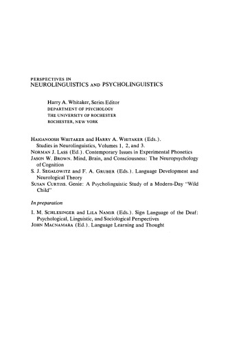 Studies in Neurolinguistics