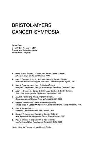 Mechanisms of Drug Resistance in Neoplastic Cells. Bristol–Myers Cancer Symposia, Volume 9