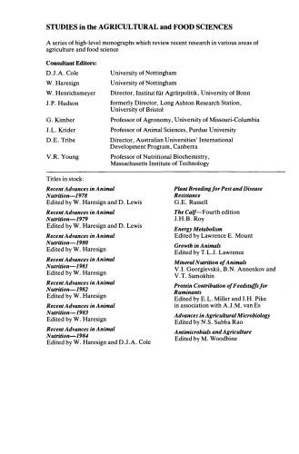 Recent Advances in Animal Nutrition