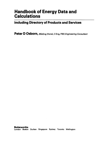 Handbook of Energy Data and Calculations. Including Directory of Products and Services