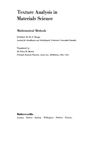 Texture Analysis in Materials Science. Mathematical Methods