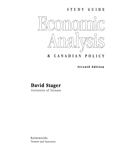 Economic Analysis & Canadian Policy. Study Guide