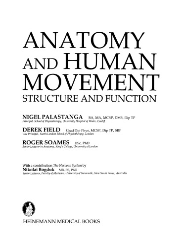 Anatomy and Human Movement. Structure and Function