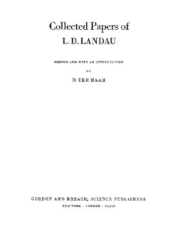 Collected Papers of L. D. Landau