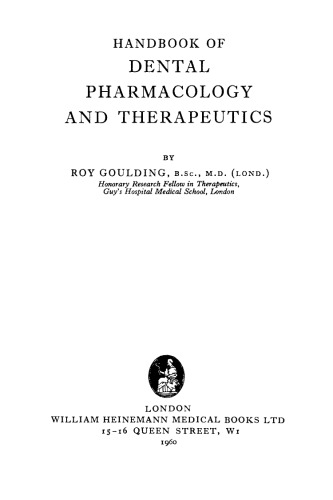 Handbook of Dental Pharmacology and Therapeutics