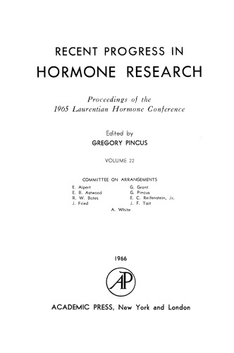 Proceedings of the 1965 Laurentian Hormone Conference