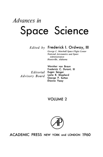 Advances in Space Science. Volume 2